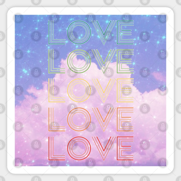 love,repeatedly Lettering,stars in the night sky,pastel colored painting,violet Sticker by zzzozzo